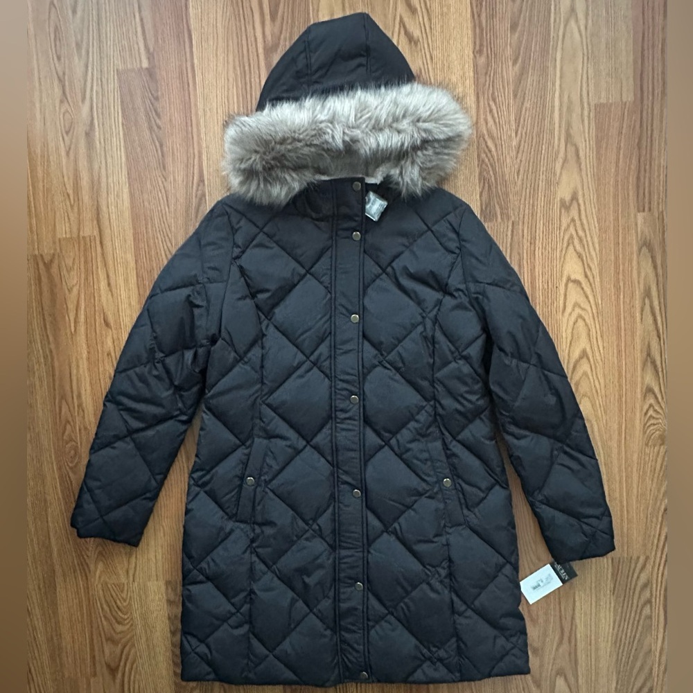 lauren ralph lauren berber trim with angled pockets, Black, Size L